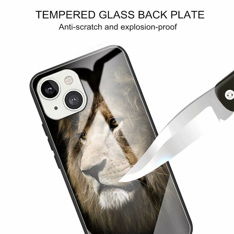 Kuori iPhone 13 Mini Lion Head Karkaistu Lasi