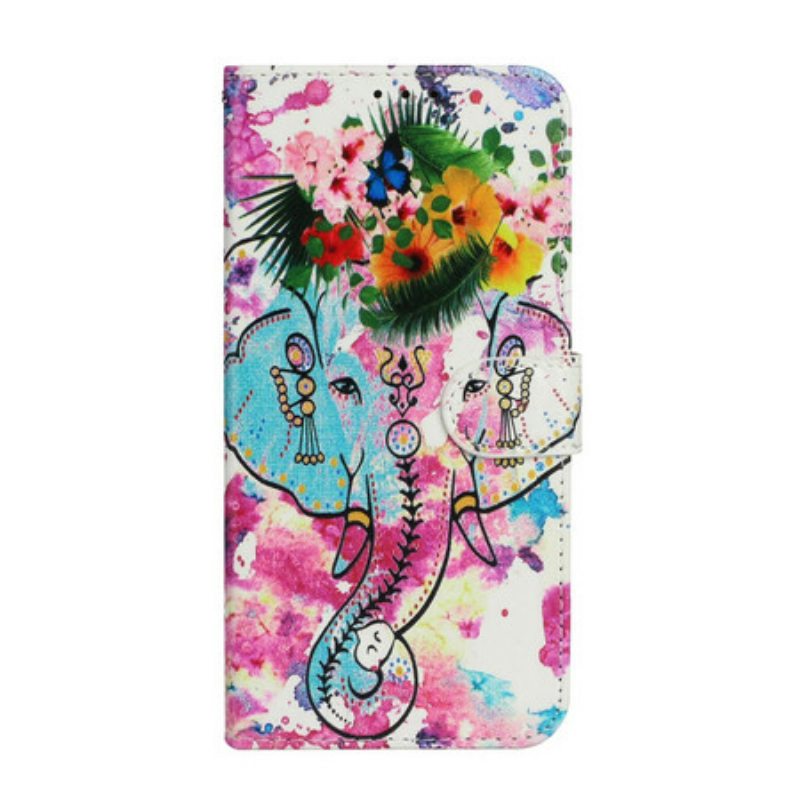 Nahkakotelo iPhone 13 Mini Elefantin Maalaus