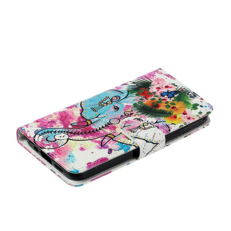 Nahkakotelo iPhone 13 Mini Elefantin Maalaus