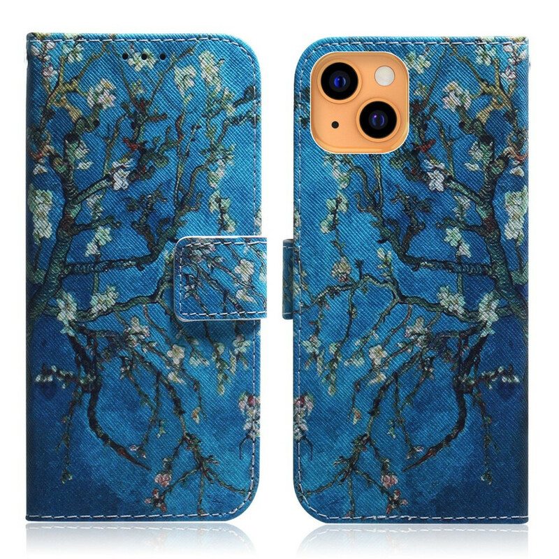 Nahkakotelo iPhone 13 Mini Kukkiva Puun Oksa