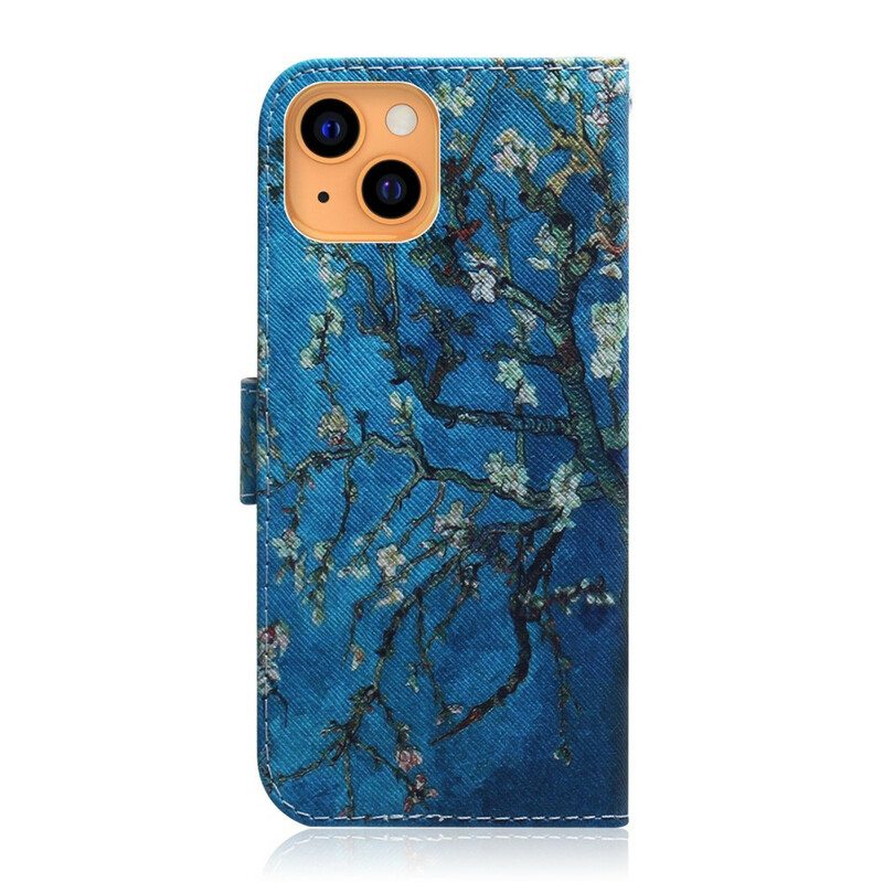 Nahkakotelo iPhone 13 Mini Kukkiva Puun Oksa