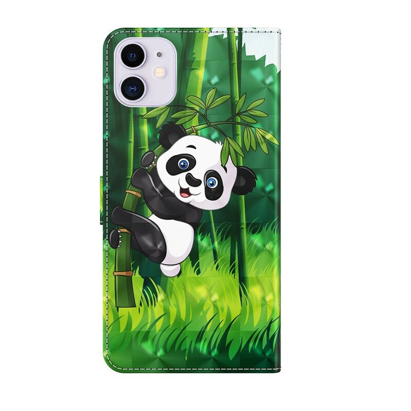 Nahkakotelo iPhone 13 Mini Panda Ja Bambu