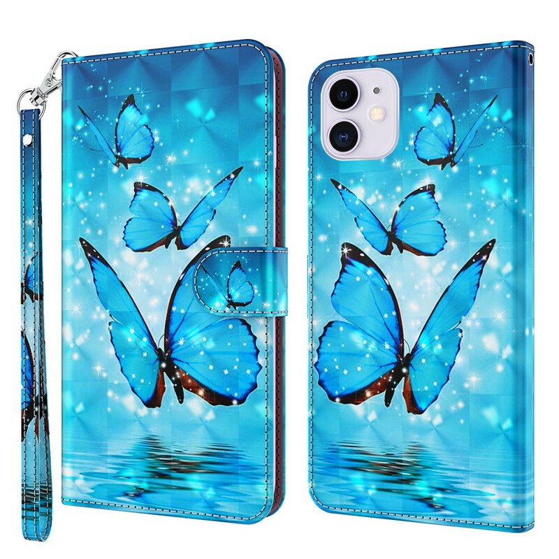 Nahkakotelo iPhone 13 Mini Perhosia