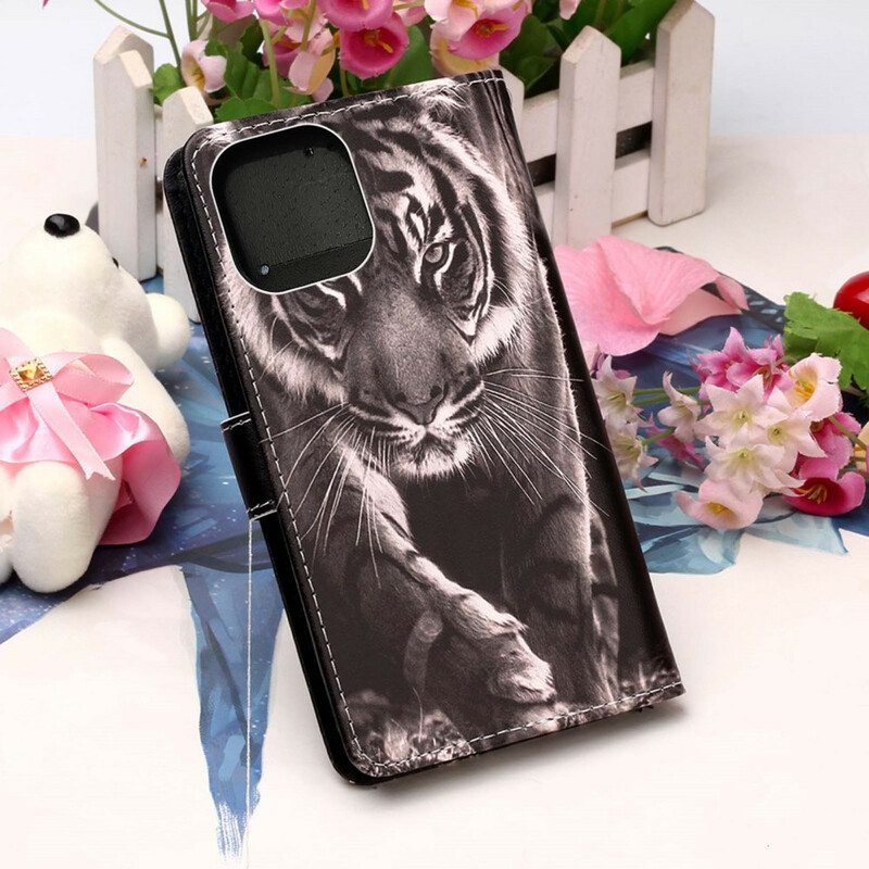 Nahkakotelo iPhone 13 Mini Yön Tiikeri