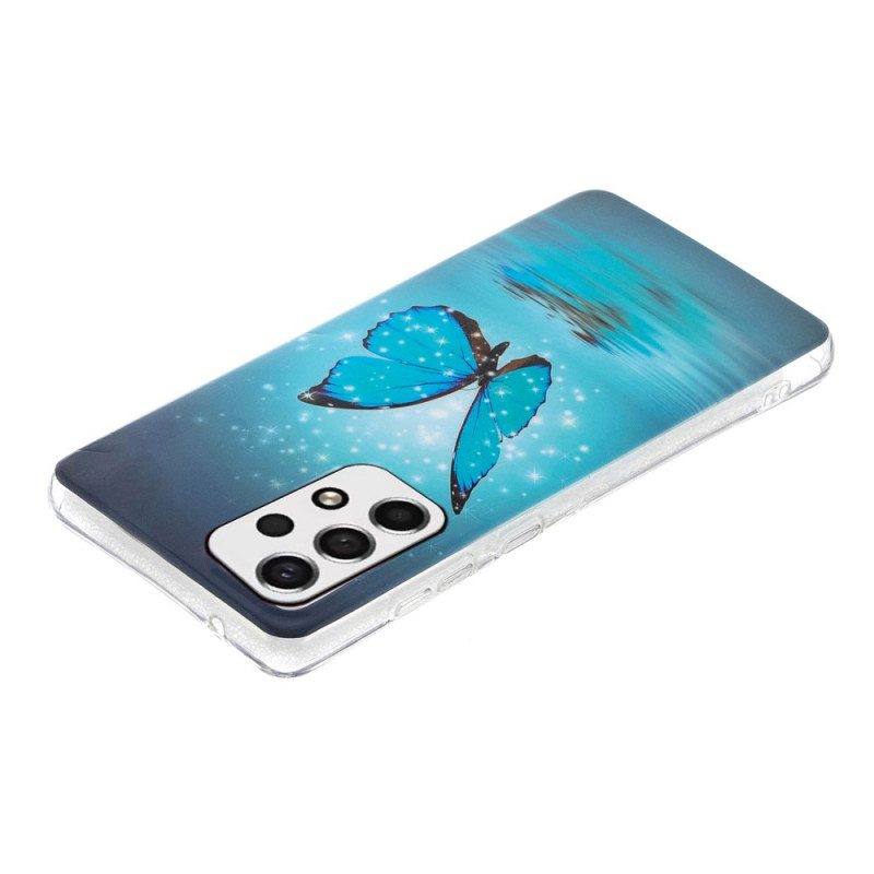 Case Samsung Galaxy A33 5G Fluoresoiva Sininen Perhonen