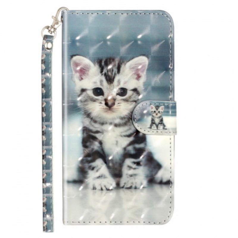 Flip Case Samsung Galaxy A33 5G Suojaketju Kuori Strappy Kitten