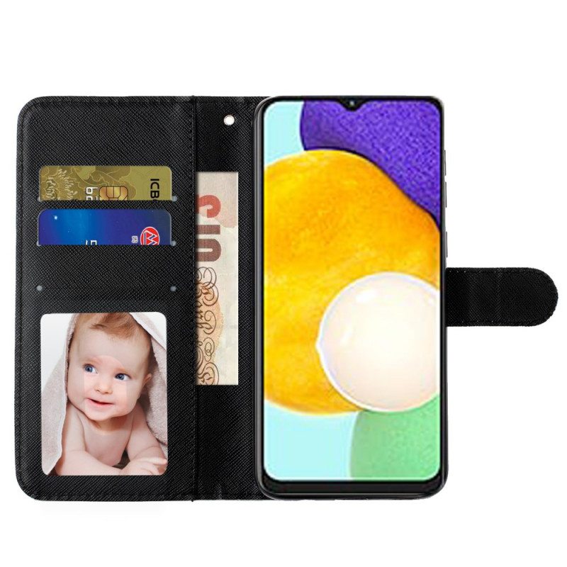 Flip Case Samsung Galaxy A33 5G Suojaketju Kuori Strappy Kitten