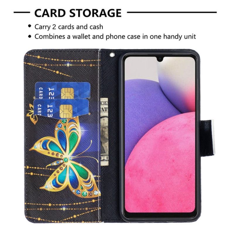 Kotelot Samsung Galaxy A33 5G Kultaiset Perhoset