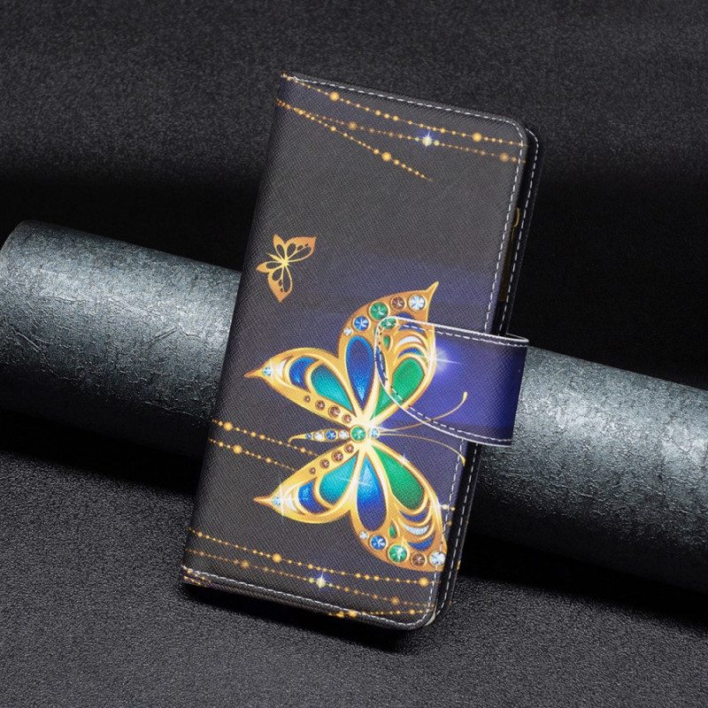 Nahkakotelo Samsung Galaxy A33 5G Royal Butterfly Vetoketjullinen Pussi