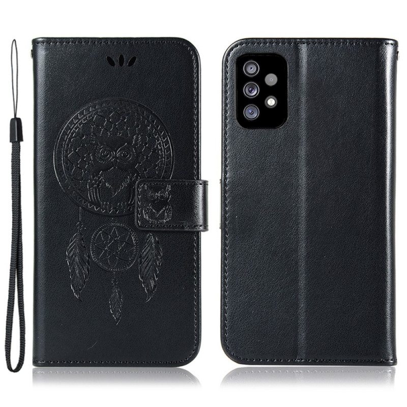 Nahkakotelo Samsung Galaxy A33 5G Suojaketju Kuori Pöllöunensieppaaja Hihnalla