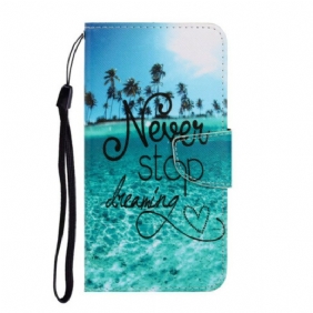Kotelot Samsung Galaxy S20 Ultra Suojaketju Kuori Älä Koskaan Lopeta Unelmointia Navy Strappy