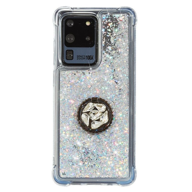 Kuori Samsung Galaxy S20 Ultra Glitter Ring-kiinnike