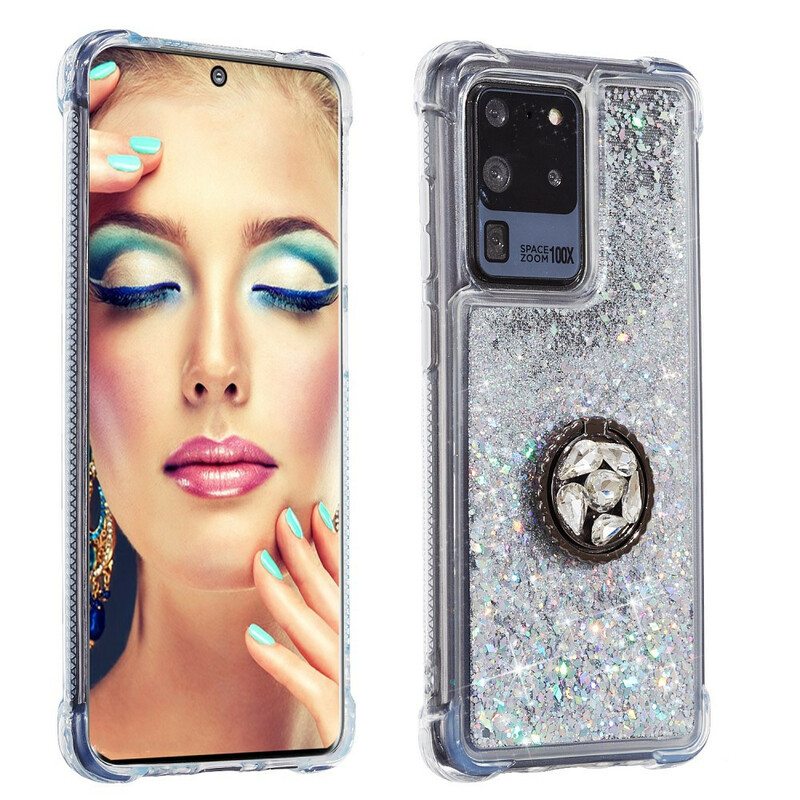 Kuori Samsung Galaxy S20 Ultra Glitter Ring-kiinnike