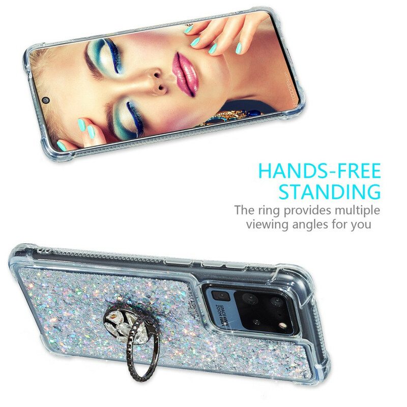 Kuori Samsung Galaxy S20 Ultra Glitter Ring-kiinnike