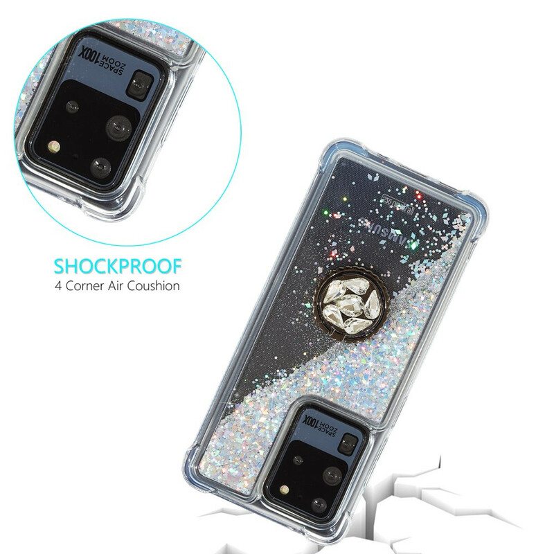 Kuori Samsung Galaxy S20 Ultra Glitter Ring-kiinnike