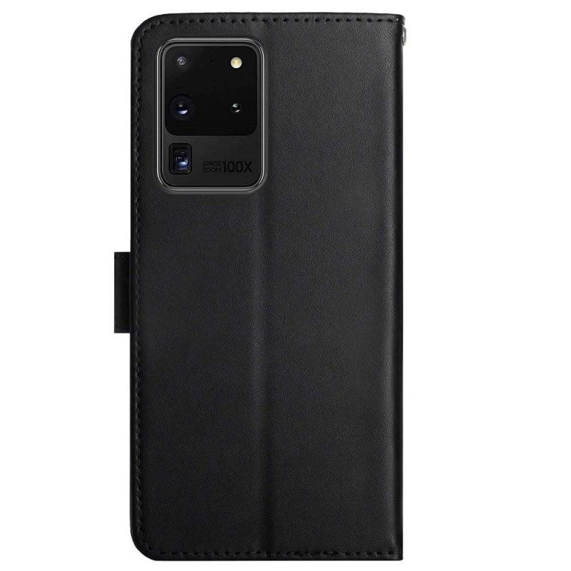 Nahkakotelo Samsung Galaxy S20 Ultra Aitoa Nappan Nahkaa