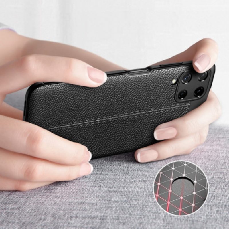 Case Samsung Galaxy A22 Kaksilinjainen Litsi-nahkaefekti
