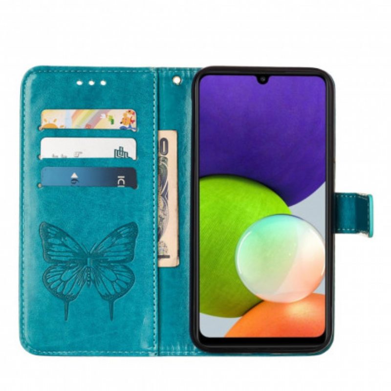 Flip Case Samsung Galaxy A22 Butterfly Design Kaulanauhalla