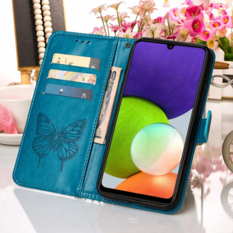 Flip Case Samsung Galaxy A22 Butterfly Design Kaulanauhalla