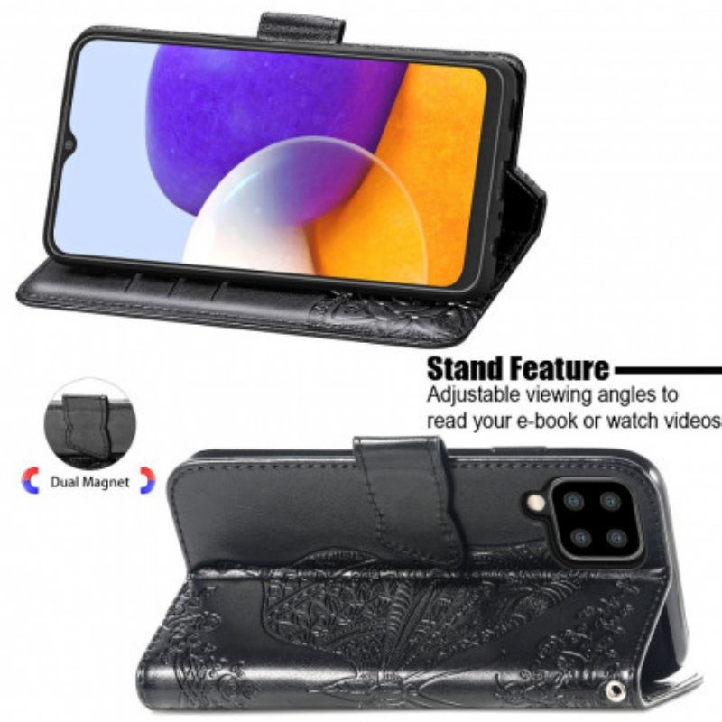 Flip Case Samsung Galaxy A22 Puolikkaat Perhoset