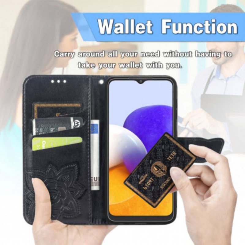 Flip Case Samsung Galaxy A22 Puolikkaat Perhoset