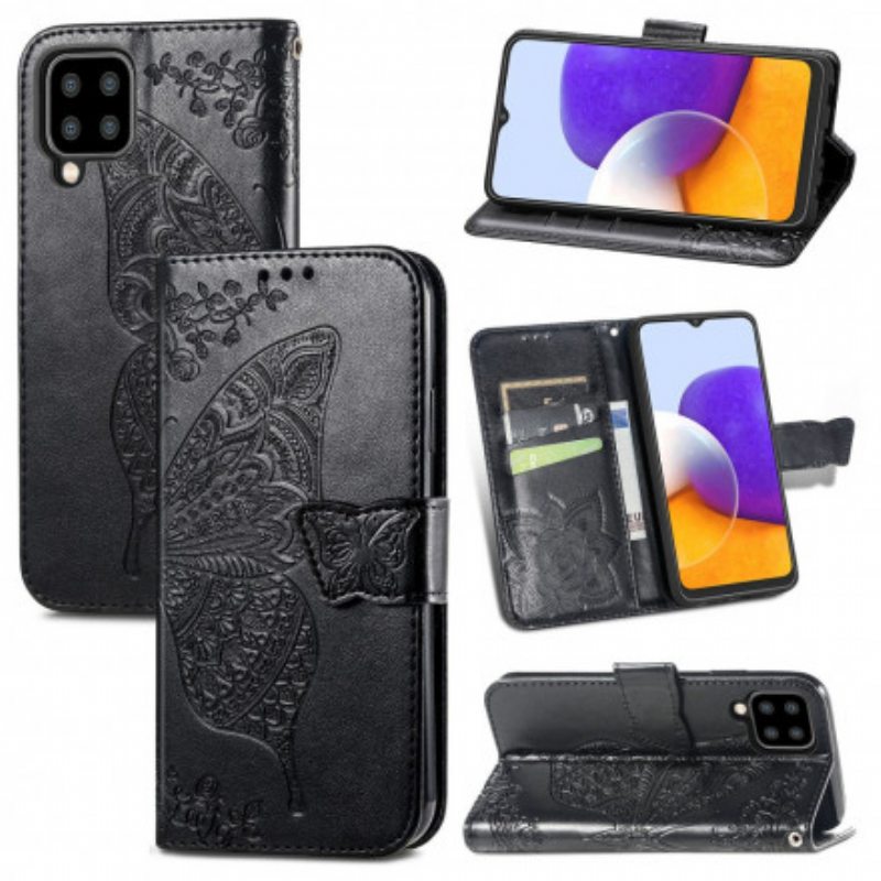 Flip Case Samsung Galaxy A22 Puolikkaat Perhoset
