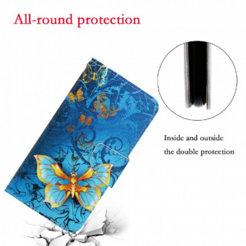 Flip Case Samsung Galaxy A22 Suojaketju Kuori Perhosten Hihnan Muunnelmia