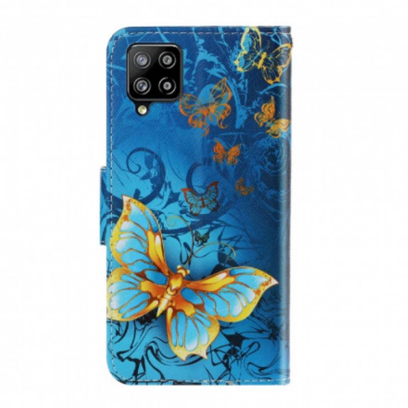 Flip Case Samsung Galaxy A22 Suojaketju Kuori Perhosten Hihnan Muunnelmia