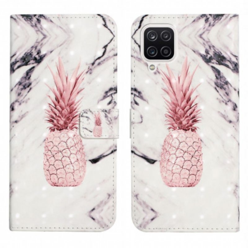 Flip Case Samsung Galaxy A22 Vaaleatäpläinen Ananas