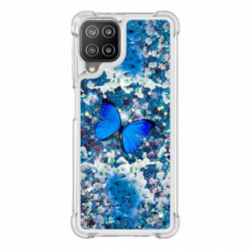 Kuori Samsung Galaxy A22 Glitter Blue Perhoset