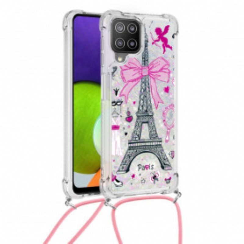 Kuori Samsung Galaxy A22 Kiristysnyörillä Cordon Eiffel Towerissa