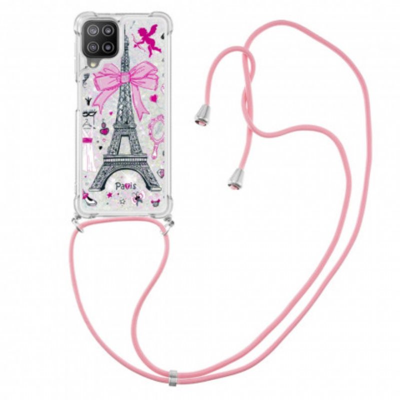 Kuori Samsung Galaxy A22 Kiristysnyörillä Cordon Eiffel Towerissa