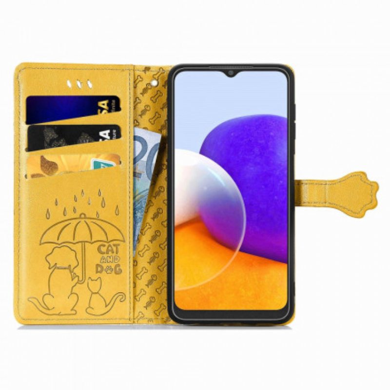 Nahkakotelo Samsung Galaxy A22 Animoidut Eläimet