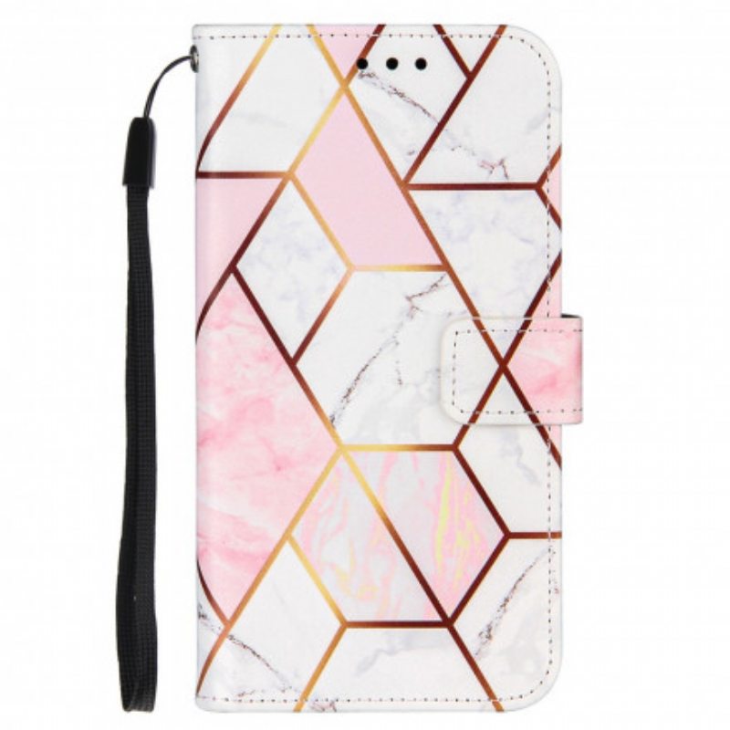 Nahkakotelo Samsung Galaxy A22 Geometrinen Marmori
