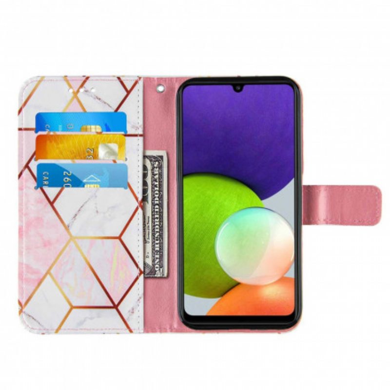 Nahkakotelo Samsung Galaxy A22 Geometrinen Marmori