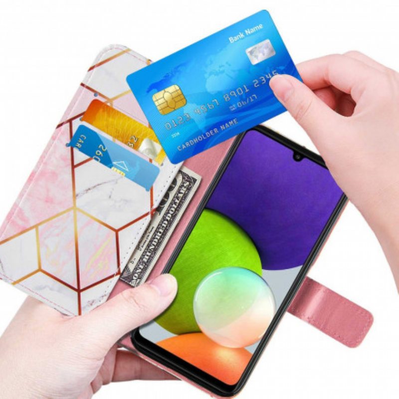 Nahkakotelo Samsung Galaxy A22 Geometrinen Marmori