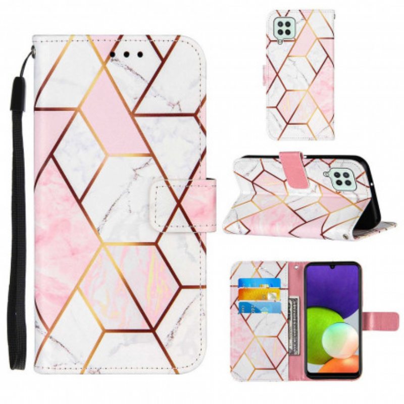 Nahkakotelo Samsung Galaxy A22 Geometrinen Marmori