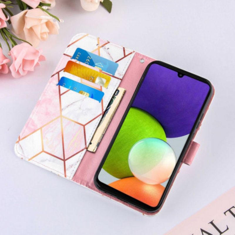 Nahkakotelo Samsung Galaxy A22 Geometrinen Marmori
