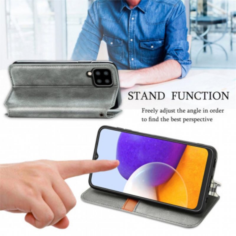 Puhelinkuoret Samsung Galaxy A22 Kotelot Flip Nahkaefekti Diamond Texture