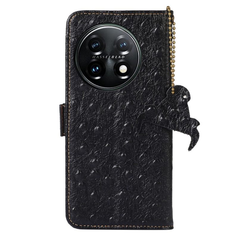 Kotelot OnePlus 11 5G Aito Rfid Strutsin Nahka