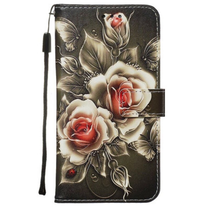 Flip Case Samsung Galaxy A71 Kultaiset Ruusut