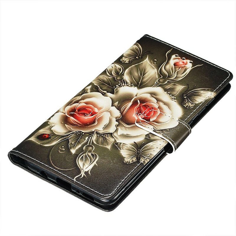 Flip Case Samsung Galaxy A71 Kultaiset Ruusut