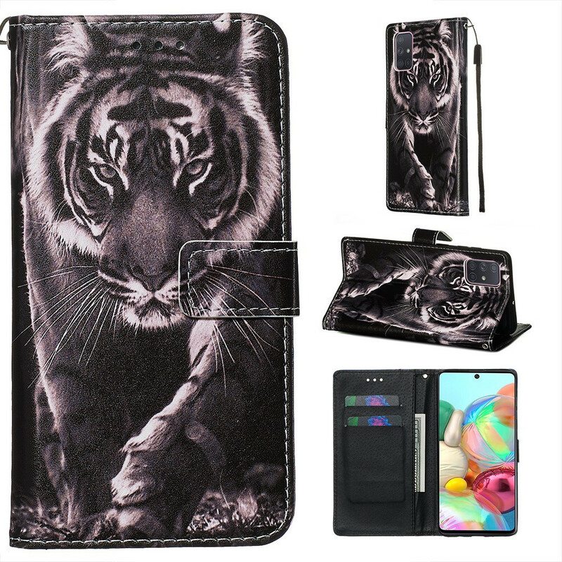 Flip Case Samsung Galaxy A71 Yön Tiikeri