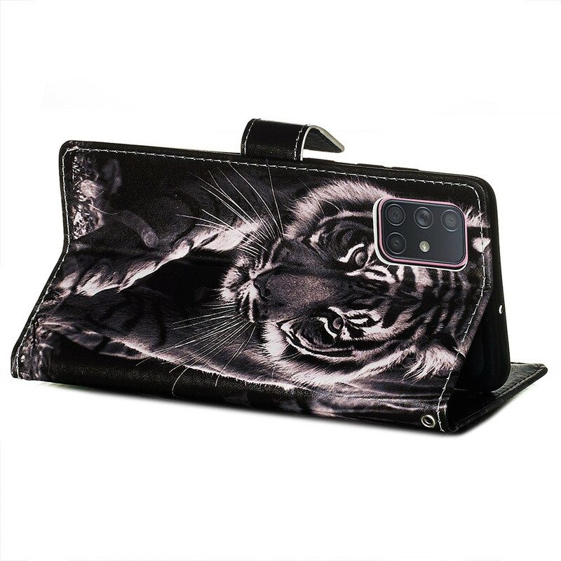 Flip Case Samsung Galaxy A71 Yön Tiikeri