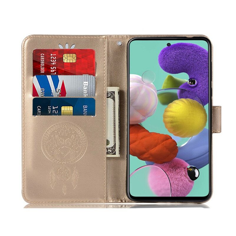 Kotelot Samsung Galaxy A71 Nahkaefekti Dreamcatcher Owl