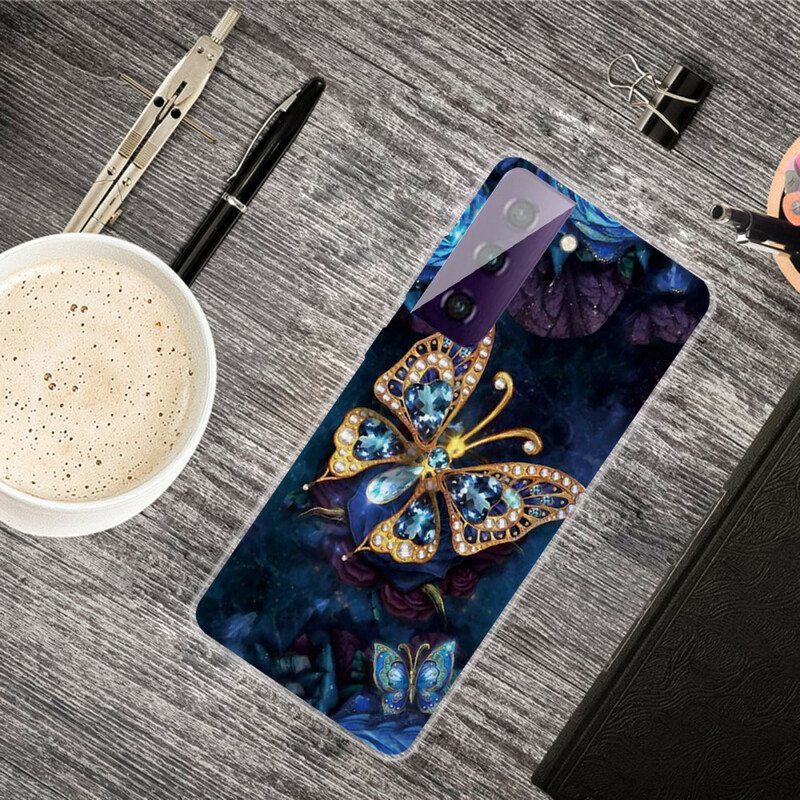 Case Samsung Galaxy S21 FE Erilaisia Perhosia
