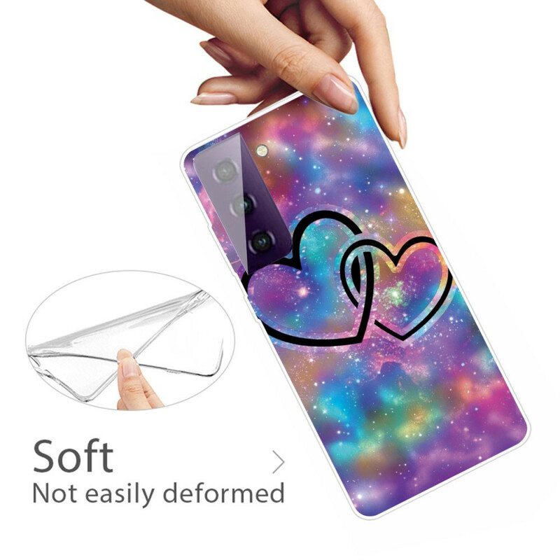 Case Samsung Galaxy S21 FE Ketjutetut Sydämet