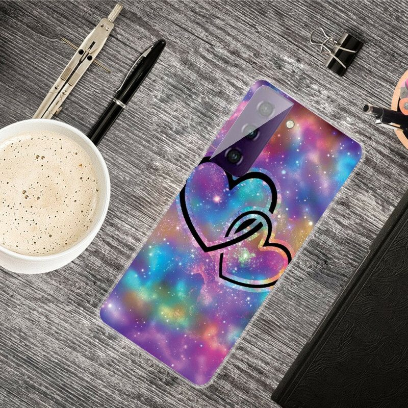 Case Samsung Galaxy S21 FE Ketjutetut Sydämet