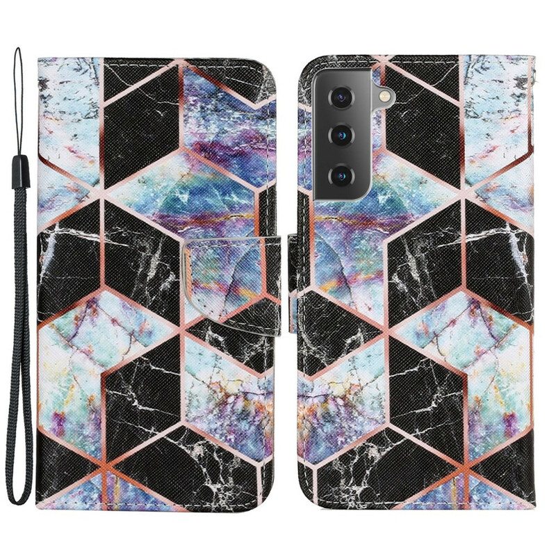 Flip Case Samsung Galaxy S21 FE Geometrinen Marmori Tyyli