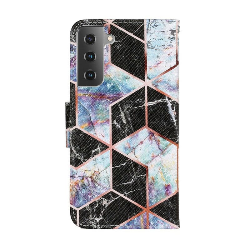 Flip Case Samsung Galaxy S21 FE Geometrinen Marmori Tyyli